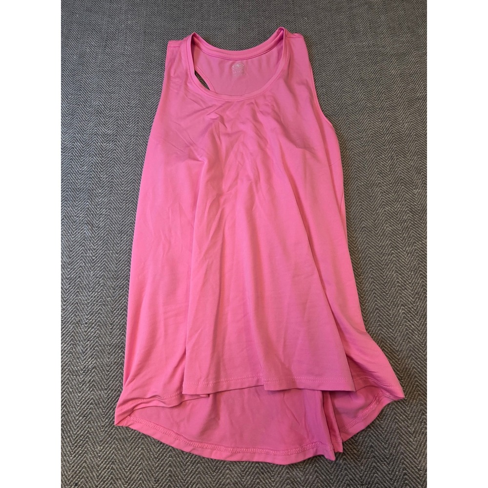 Athletic Works Tank Top Women Large 12-14 Pink High-Low Hem Racerback Round Neck